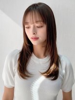 エトラ 渋谷店(etora)&nbsp;韓国ヘア レイヤーカット くびれヘア  アプリコットオレンジ"