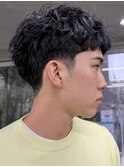 刈り上げアップバングスパイキーショートパーマスパイラルパーマ