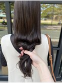 秋スタイル 落ち着きオリーブグレイ暗髪黒髪 ツヤ髪ストレート