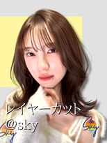 スカイ(SKY)&nbsp;髪質改善縮毛矯正韓国風レイヤーカットダブルカラーベージュ