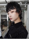 天神顔周りレイヤーカットレディースパーマウルフカットショート