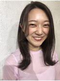 外ハネ/韓国/ミディアム/アッシュベージュ