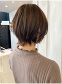 福山人気ダメージレス艶髪チョコレートブラウンレイヤーボブ20代