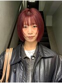 赤髪/ハッシュボブ/レイヤーカット/ボブ/顔まわりカット