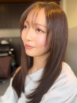 顔まわりレイヤー/ショコラブラウン/艶髪
