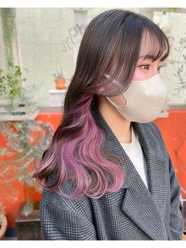 モモ(momo) 人気インナーカラー/イヤリングカラー/ラベンダーピンク/渋谷