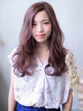 ヘアーループレル(Hair ruup Rell design works) ラズベリーレッドのロングスタイル
