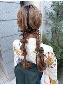 卒業式hair set ツイン編み下ろし