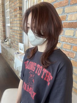 ココロヘアー マド(Cocolo hair MADO) ピンクブラウンカラー×ウルフカット