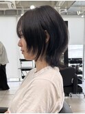 △ウルフカットレイヤーカットハッシュボブブルーブラック