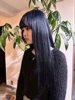 サラジュ 西宮北口店(SARAJU) 深みネイビーブルー×艶感ロング