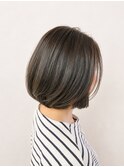 小顔見え叶うレイヤー平行ボブ×マットブラウンカラー