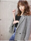 大人可愛い☆アレンジ　波ロングヘアー　ひし形　レイヤー　小顔