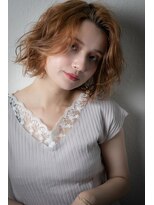 カバーヘア ブリス 大宮西口(COVER HAIR bliss) かきあげバングオレンジベージュこなれボブパーマu大宮20代30代