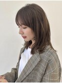 ハッシュカットくびれミディアッシュブラウンベージュ