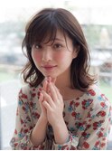 モテ髪小顔外ハネセミウェットひし形くびれヘアシースルーバング