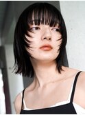大人可愛い20代30代40代黒髪小顔ウルフボブ