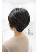 大人可愛い丸みショート×くびれショート小顔見え暗髪ツヤカラー