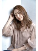 小顔ロングレイヤーカットセミウエットウェーブナチュラルカラー