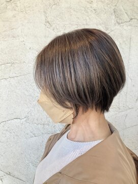 ダブル(W) 脱白髪染め白髪ぼかしハイライトカラー