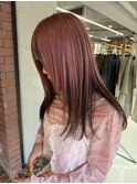 【akane】デザインカラーピンク韓国顔周りおくれ毛