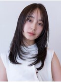 20代30代大人かわいい小顔くびれレイヤーカット黒髪前髪韓国風