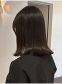 酸性ストレート/ぷつっとロブ/ブラウンベージュ