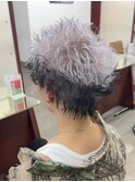 スパイキーショートデザインカラー短髪ホワイトエンドカラー原宿