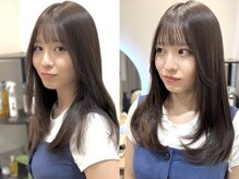 縮毛矯正で艶髪にレイヤーカットで軽さと動きを演出〔縮毛矯正〕