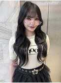 韓国ヘア/レイヤーカット/前髪/顔まわり/暗髪/グレージュ/透明感