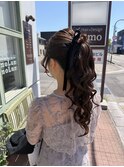 お呼ばれヘア/ポニーアレンジ/ウェーブポニー