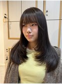 顔まわりレイヤーカット　ロングレイヤー　前髪カット