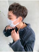 ベリーショート、刈り上げ女子、オリーブベージュ、パーマ