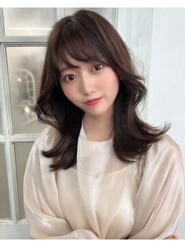 アリュウル 表参道 青山(Allure) 韓国ミディアムヘアデジタルパーマくすみブルーテラコッタ/千葉