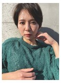 表参道/カット上手い/アシンメトリー/前髪なしショート/黒髪d2
