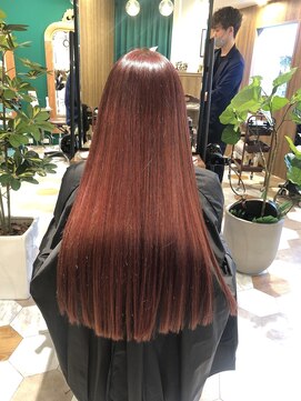 ポム(pomme) 髪質改善カラー/エアリーロング/美髪のススメ/ピンクブラウン