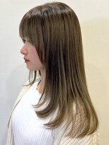 アンド アノン(and anon)&nbsp;オリーブベージュ　ロングレイヤー　小顔バング　ワンカール