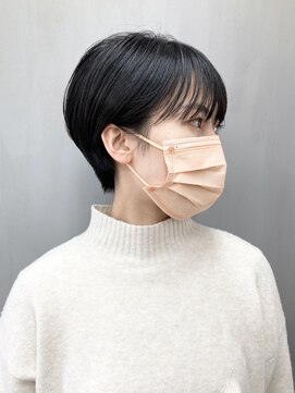 トップヘアー 大元店(TOP HAIR) 10代20代30代フルバングマニッシュ耳だしショート【つばき】