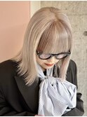 原宿切りっぱなしミディアムボブハイトーンケアブリーチカラー◆