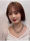 ストレートくびれヘアアプリコットオレンジ夏のヘアアレンジ