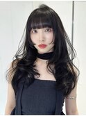 ロング顔周りレイヤー韓国ヘアフェイスフレーミング_F50935