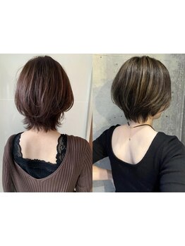 繰り返し染めるからこそ、髪に優しい薬剤に使用◎ワントーン明るく透け感のある白髪ぼかしカラーも人気☆