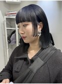 ＊ハッシュカットグレージュデザインカラーツートンカラー