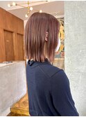 切りっぱなしボブ/コーラルピンク/柏ボブ/イルミナカラー