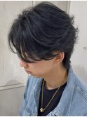 ニュアンスパーマフェザーパーマセンターパートウルフコンマヘア