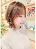 大人可愛い20代30代40代小顔ウルフレイヤーボブ丸みショートボブ