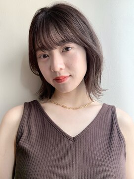 ノラ ギンザ(NORA GINZA) 小顔似合わせカット斜めバングシルキーカラーグレージュカラー