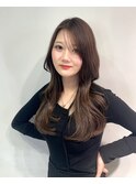韓国式髪質改善カラー大人色気ワンホンヘアミルクティーベージュ