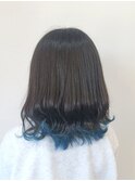 【SHIHO】裾カラーターコイズブルー