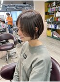 大人可愛い20代30代40代黒髪前下がりショートボブ丸みショート◎